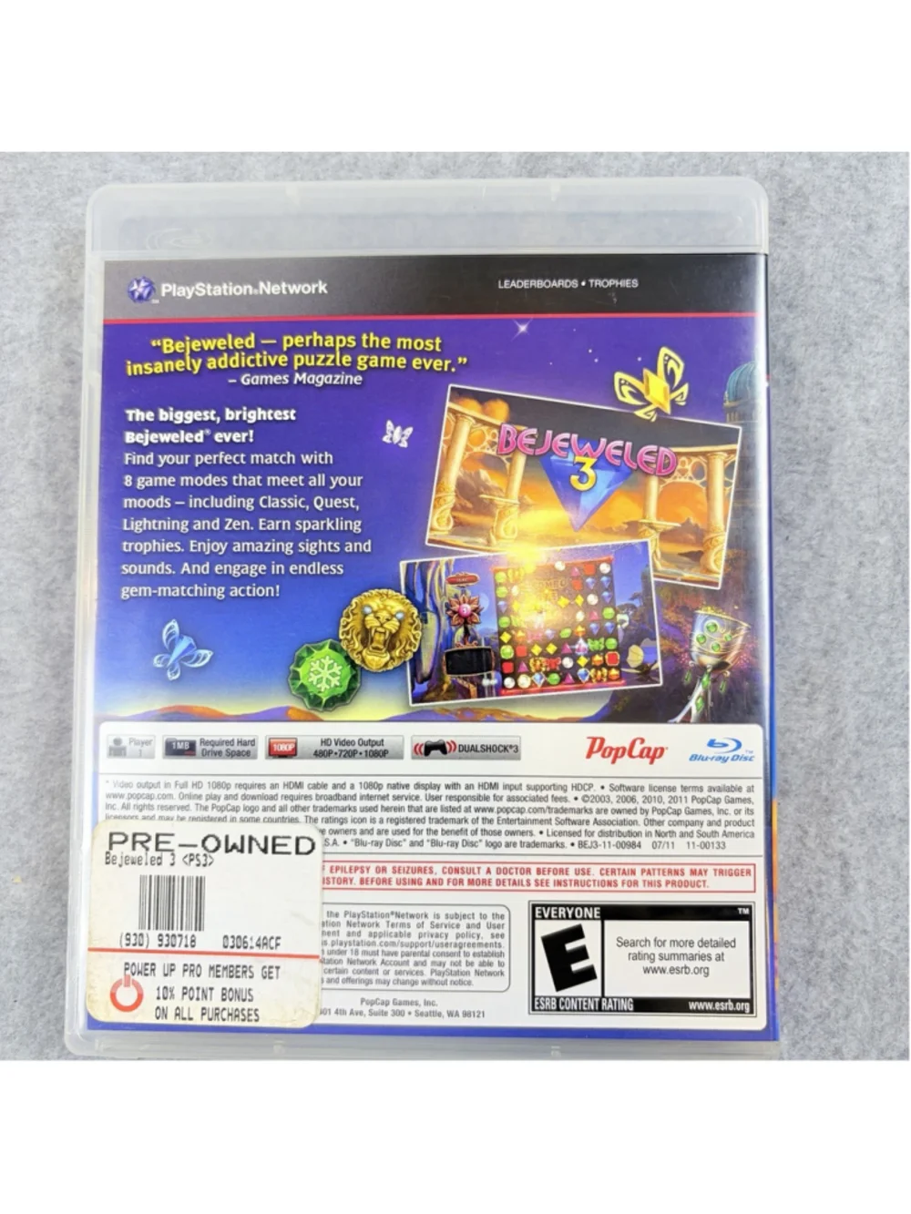 Bejeweled 3 Sony Playstation 3 PS3 Complete Tested